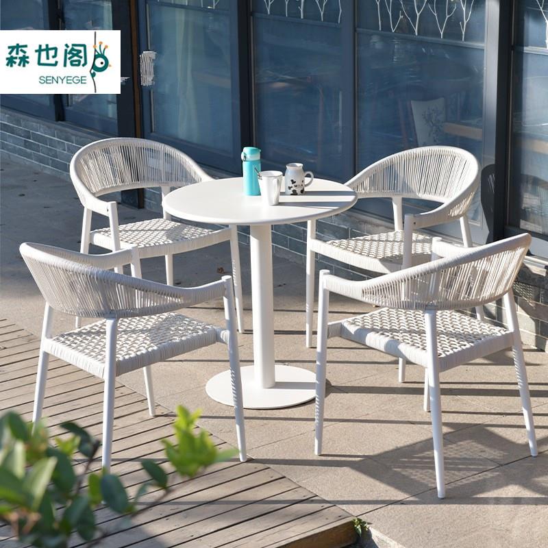 户外桌椅北欧藤椅组合酒店露台花园休闲桌椅咖啡外摆藤编桌椅组合