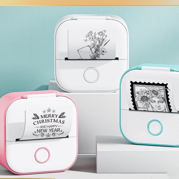 跨境版T02小型迷你热敏标签打印机家用照片学生错题热敏纸条形码