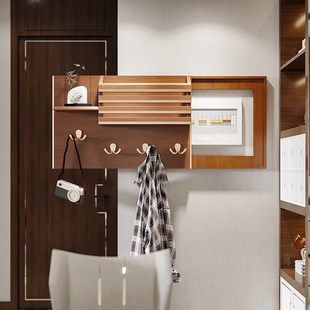 北欧风格 饰画客厅配电箱置物架多功能创意开关盒 实木电表遮挡箱装