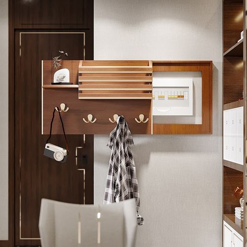 北欧风格实木电表遮挡箱装饰画客厅配电箱置物架多功能创意开关盒