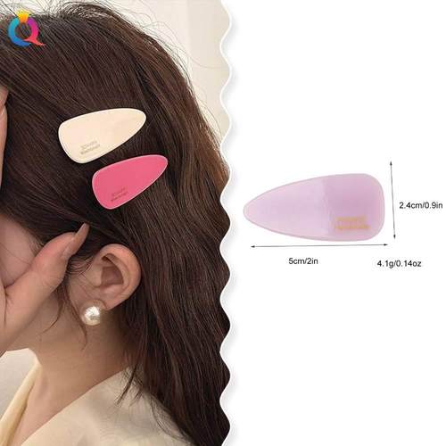 甜酷少女~水滴粉色发夹~甜美简约边夹可爱刘海夹发卡夹子发饰头饰