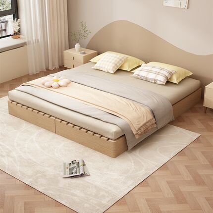 无床头透气防潮排骨架实木榻榻米床架日式矮床民宿风地台床落地