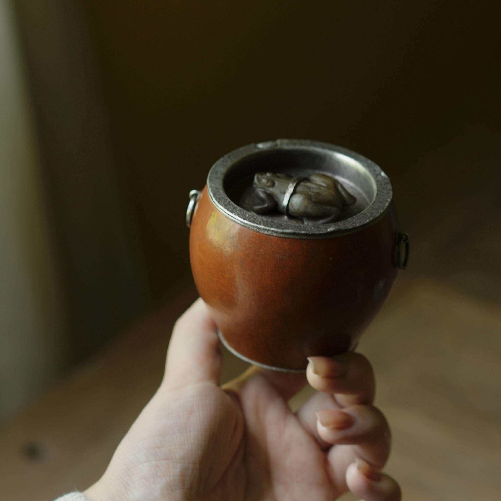 老葫芦纯锡小建水 茶洗 茶水碗 水盂 茶道零配用具 复古文玩