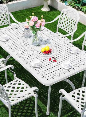 户外休闲桌椅白色组合室外庭院花园简约座椅铸铝椅子热销款