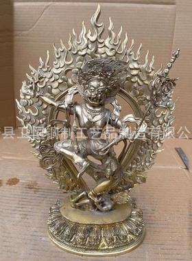 纯铜狮面空行母佛像密宗纯铜古鎏金12寸居家高档藏传莲师供护摆件