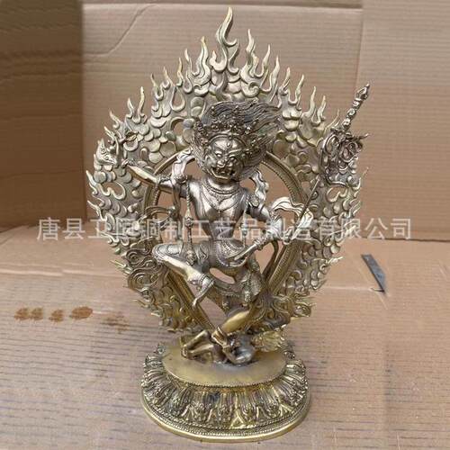 纯铜狮面空行母佛像密宗纯铜古鎏金12寸居家高档藏传莲师供护摆件