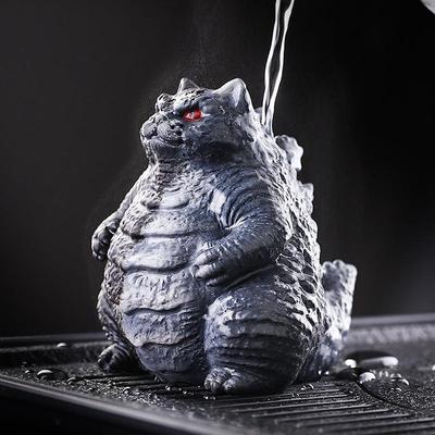 创意卡通新款猫头哥斯拉可养变色茶宠摆件茶桌装饰品功夫茶具配件