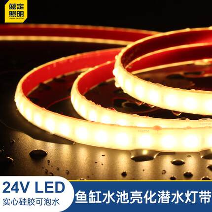 ip68水池泳池潜水泡水灯带条led户外防水台阶24V实心灌胶柔性线性