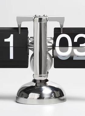 创意自动翻页时钟摆台式家居客厅茶几电视柜装饰品办公室桌面摆件