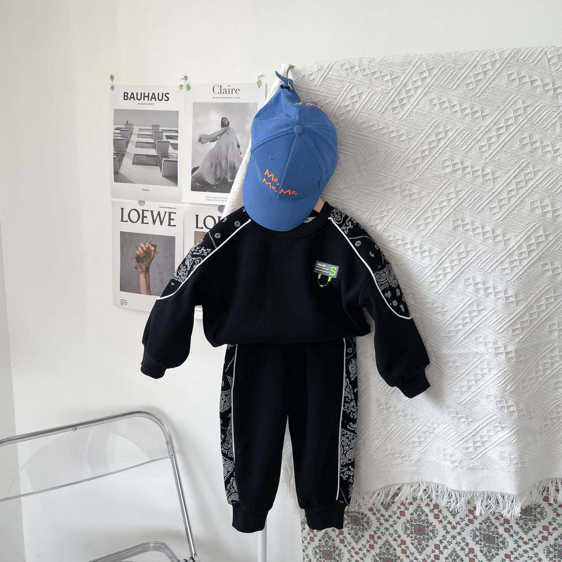 2026新款秋冬男童腰花拼接加绒套装中小童卫衣宝宝休闲套头两,童装/婴儿装/亲子装,儿童运动套装,淘宝优惠券,粉丝福利购,淘宝优惠卷