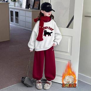 2026新款女童套装秋冬装洋气女大童加绒加厚卫衣儿童冬季两件