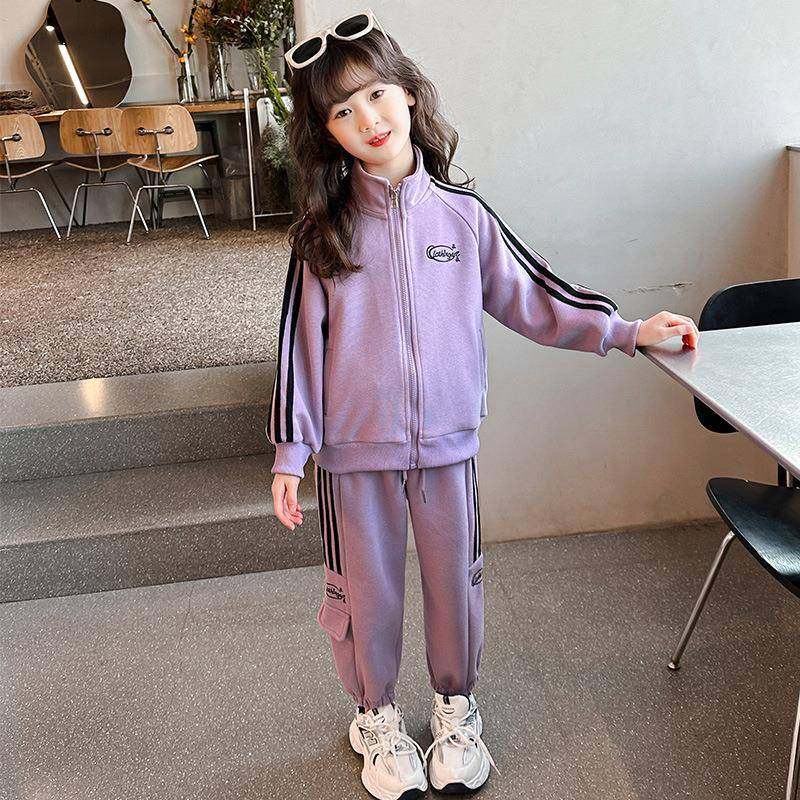 2026新款女童春秋装织带运动套装洋气小女孩立领开衫卫衣两件,童装/婴儿装/亲子装,儿童运动套装,淘宝优惠券,粉丝福利购,淘宝优惠卷