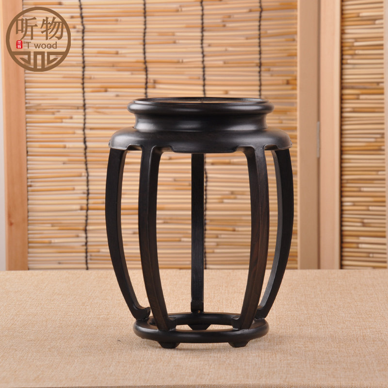红木紫光檀圆形花几花瓶玉器黑檀文玩茶具摆件底座微型盆景底座
