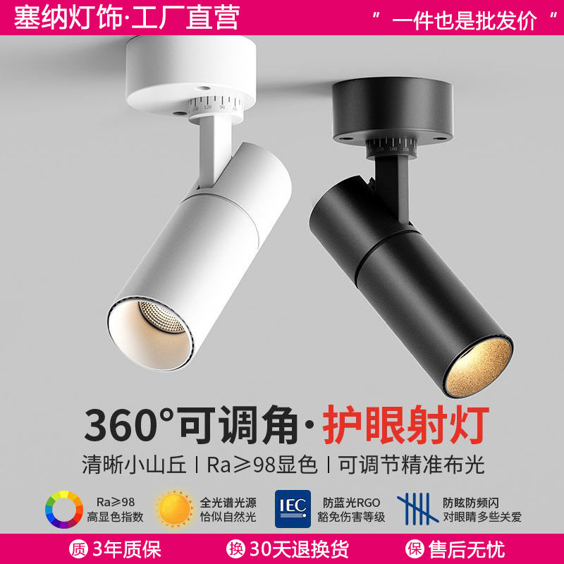 明装射灯可调角度家用小山丘吸顶式轨道灯聚光射灯LED天花灯筒灯,家装灯饰光源,明装射灯,淘宝优惠券,粉丝福利购,淘宝优惠卷