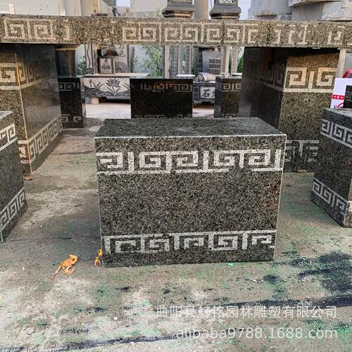 墨绿石桌石凳石头桌子大理石棋盘户外花岗岩庭院花园家用别墅室外