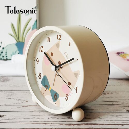 TELESONIC/天王星可爱卡通闹钟静音台钟小学生儿童卧室懒人床头钟