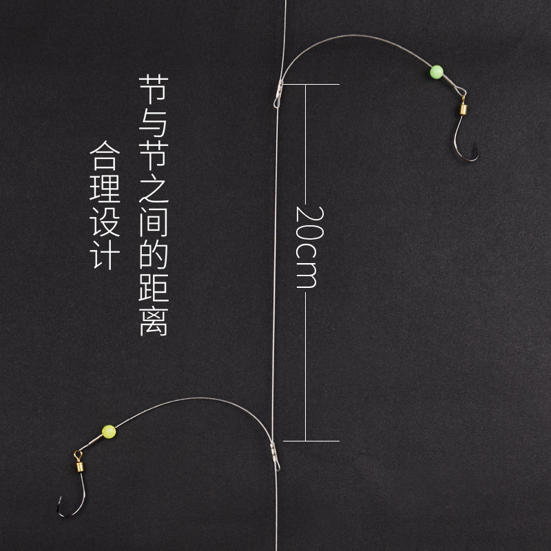丸世钢丝串钩钓组线组全套3钩三钩海竿串勾鲫鱼抛杆路亚钓鱼钩