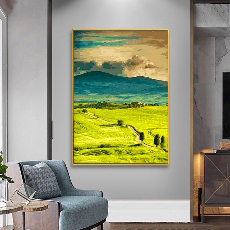 数画大师数字油画diy填充玄关风景手工绘画填色油彩画涂色 远山
