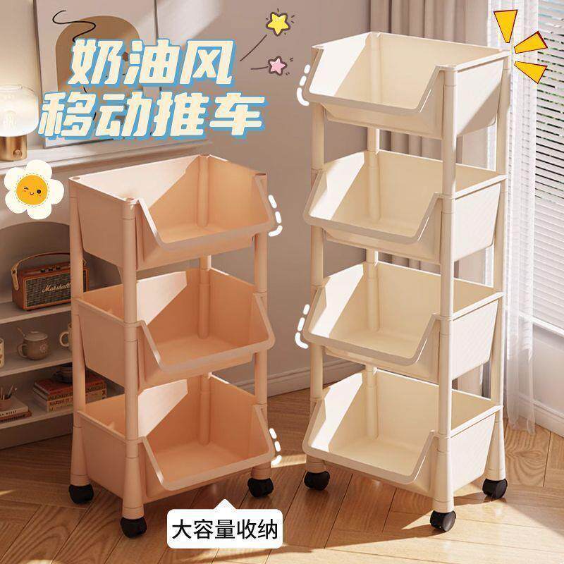 书架收纳置物架长方形加厚书架带轮宿舍儿童文具收纳柜书架收纳架
