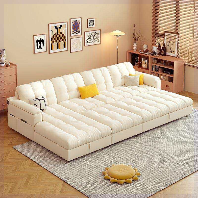 2026新款沙发床网红款猫爪绒家用贵妃直排伸缩推拉小户型客厅沙发