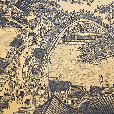 清明上河图丝绸画装饰画挂书房客厅送礼佳品配奏楔形跟方丈岛潮流