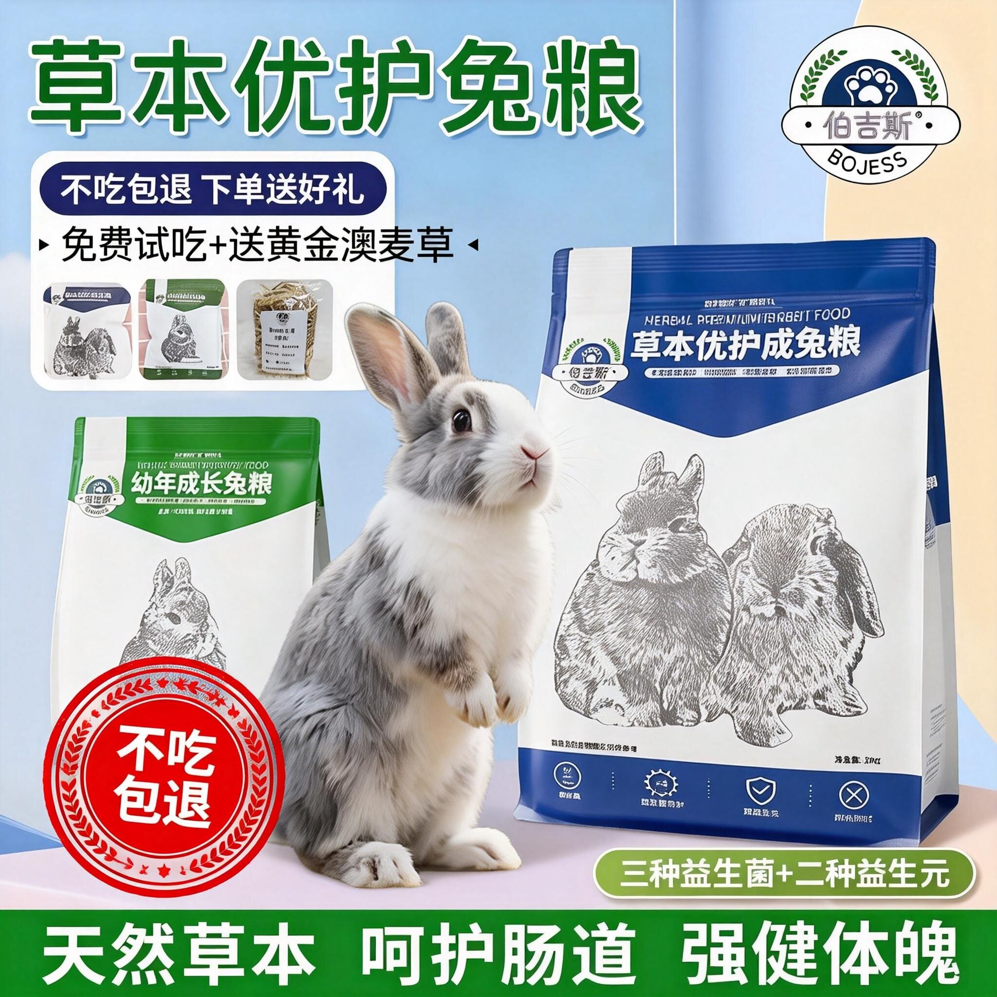 伯吉斯草本优护兔粮高纤美毛图片