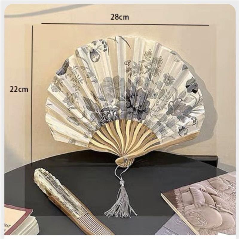 中国风龙骨扇送礼扇子娟布刀扇展示折扇女式跳舞竹扇随身折叠