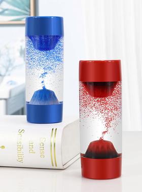 创意亚克力双头火山沙漏计时器火山喷发家居办公室礼品小摆件漏沙