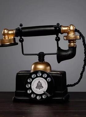 复古怀旧老式电话机模型摆件创意咖啡厅酒水柜客厅书柜桌面装饰品