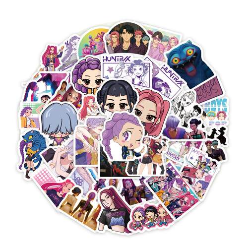 74贴韩系k-pop猎魔女团恶鬼男团贴纸手帐卡通人物二次元跨境爆款