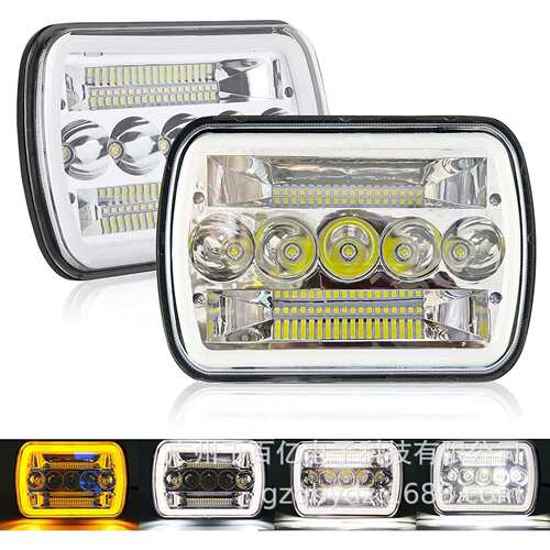 5x7/7x6LED远光灯近光灯带光环天使眼转向信号灯H6054 LED大灯