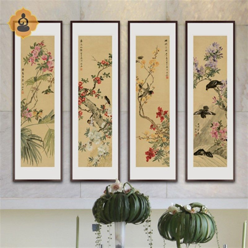 吴门张辛稼写意花鸟国画立轴四条屏客厅书房办公室中式装饰画挂画