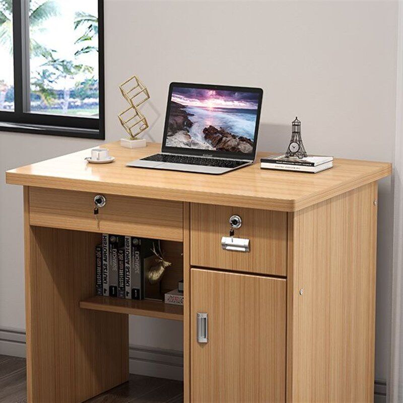 办公桌单人80cm 家用小户型1米书桌学生写字台带抽屉锁台式电脑桌