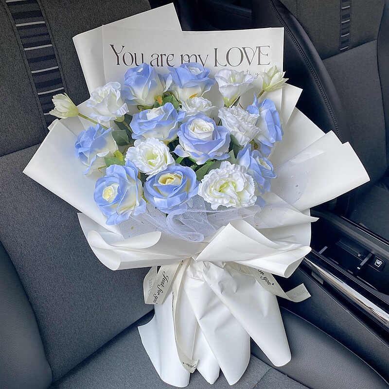 交车仿真花束毕业舞台献花会议年会颁奖表彰玫瑰假花提车手捧花大