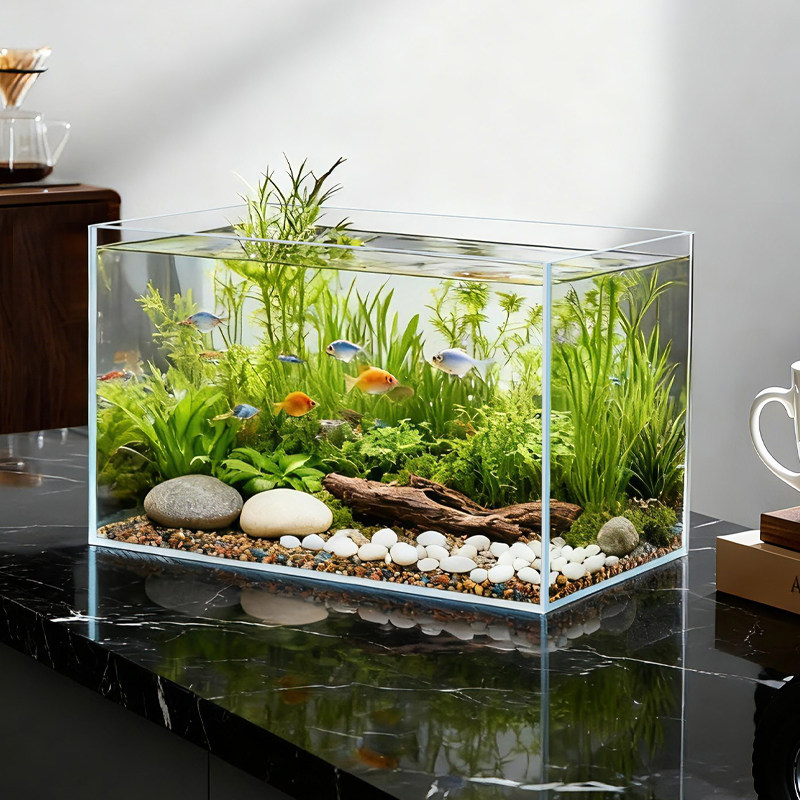 超白金晶玻璃鱼缸客厅家用新款小大型水族箱生态造景缸养乌龟裸缸