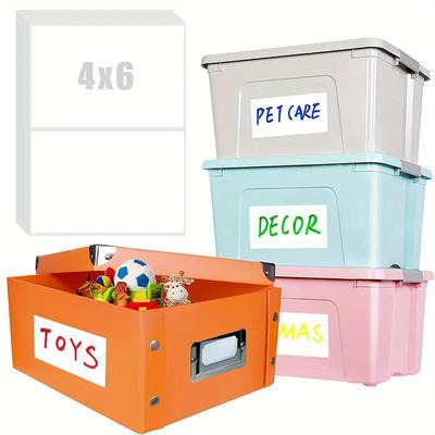 50pcs储物箱标签，6x4英寸可拆卸储物箱标签，防水抗撕裂