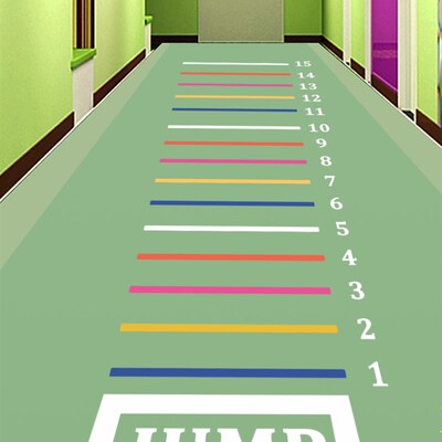 立定跳远游戏卡通地板贴防滑幼儿园儿童房地贴纸课间十分钟游戏