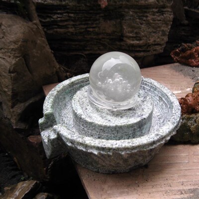 天然喷水流水转运石磨球摆件复古怀旧水晶球石材石磨庭院流水装饰