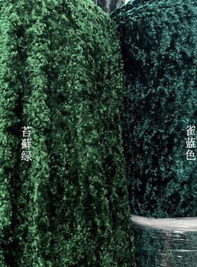 化纤面料 秋冬新风格 苔藓绿雀蓝色薄针织底本色毛绒提花时装布料