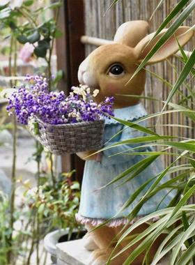 户外创意可爱兔子大号多肉花盆客厅落地摆件庭院顶楼阳台草坪布置