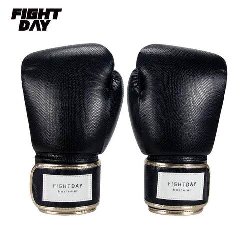 FIGHTDAY拳套蜥蜴纹黑怒舒适超细纤维FD孩搏击泰拳散透气轻便