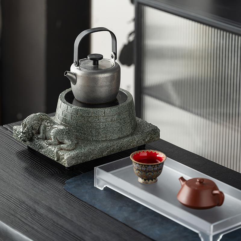青砂石仿古电陶炉煮茶新款家用煮茶器小型烧水煮茶炉电热炉保温座