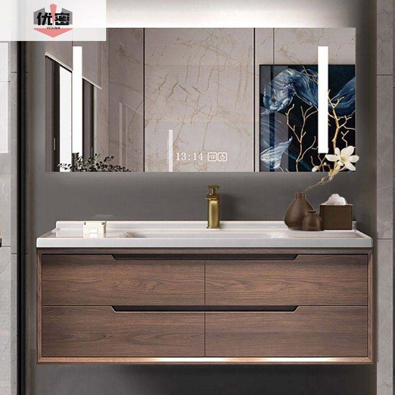 轻奢中式浴室柜岩板红橡木一体洗脸盆陶瓷无缝卫生间洗手洗漱,家装主材,浴室柜组合,淘宝优惠券,粉丝福利购,淘宝优惠卷