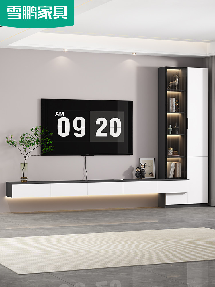 简约悬浮悬空电视机柜茶几书架书柜组合客厅壁挂电视背景墙6D68,住宅家具,电视柜,淘宝优惠券,粉丝福利购,淘宝优惠卷