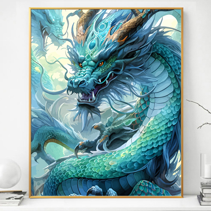 2024龙年数字油画diy填充填色画画手绘新款丙烯油彩手工解压涂色