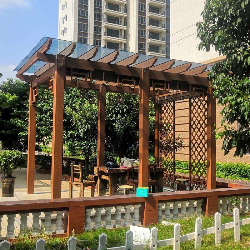 仿木纹铝合金葡萄架户外庭院别墅凉亭室外爬藤架子花园长廊设计