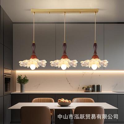 中古风餐厅吊灯法式复古灯创意花朵玻璃灯卧室床头小吊灯走廊玄关