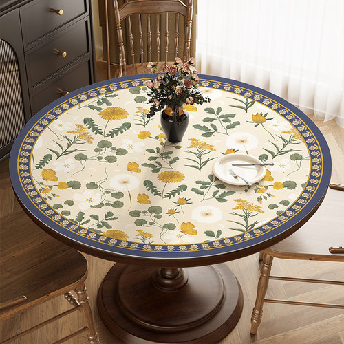 花卉餐桌垫圆桌桌垫pvc客厅茶几桌布防油防烫免洗防水圆形台垫布