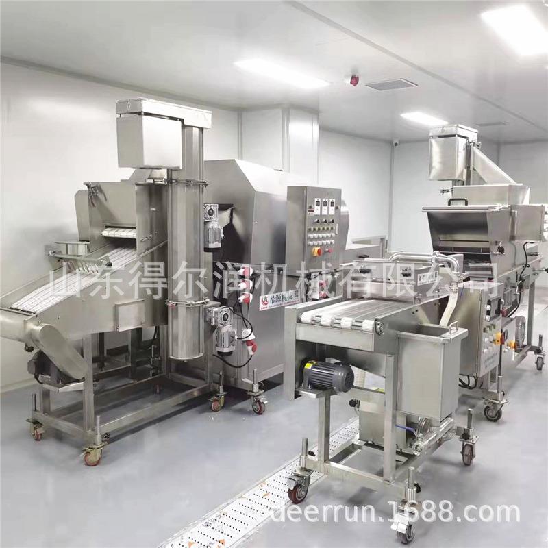 裹粉类小酥肉油炸机 大型调理食品油炸线 导热油加热 自动控温型