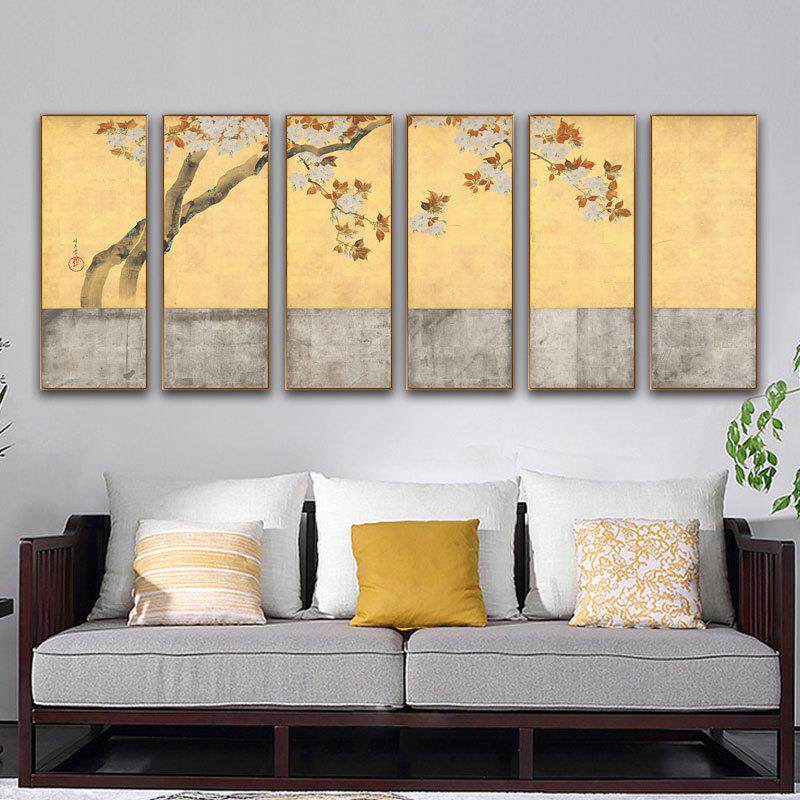 酒井抱一日式装饰画民宿卧室茶楼中古新中式六联挂画书房壁画禅